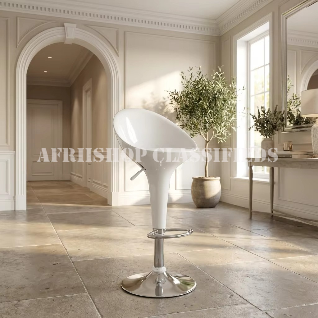 Home Chairs; Plastic Height Adjustable Counter Height White Bar Stool
