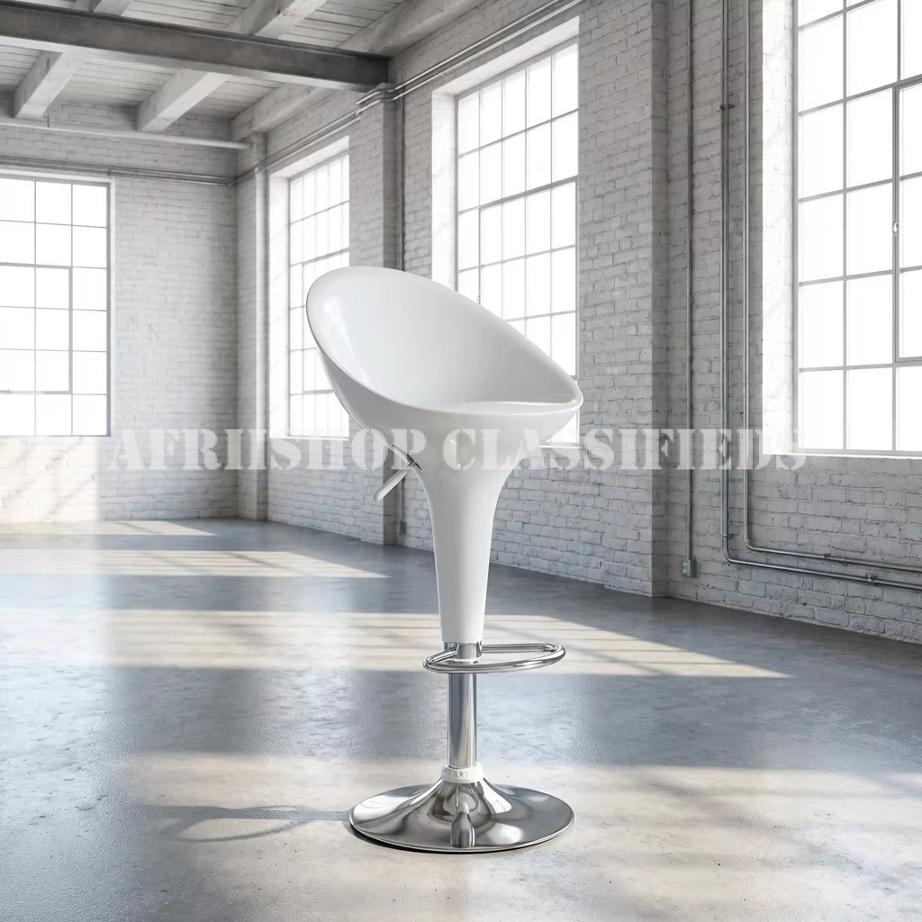 Home Chairs; Plastic Height Adjustable Counter Height White Bar Stool