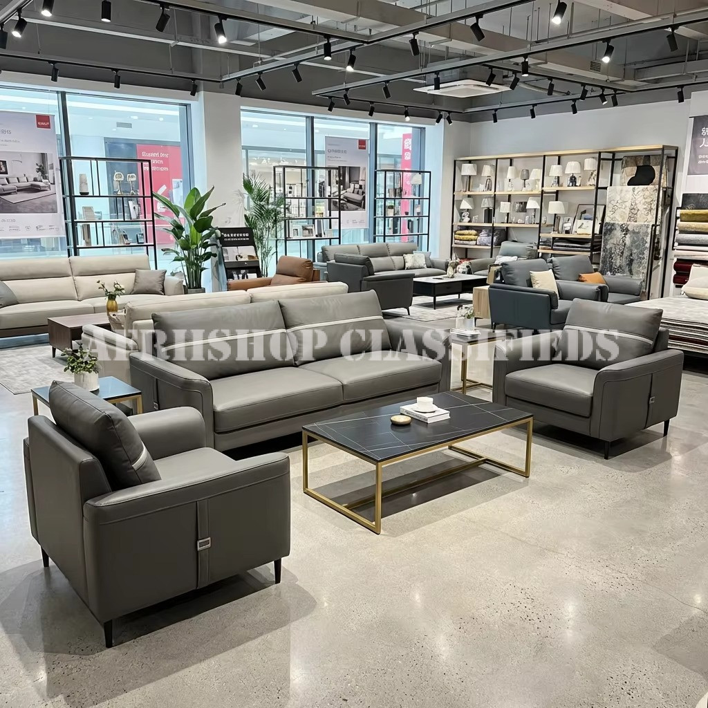 Sofas; Contemporary Office Sofa 5 Seater Modern Leather