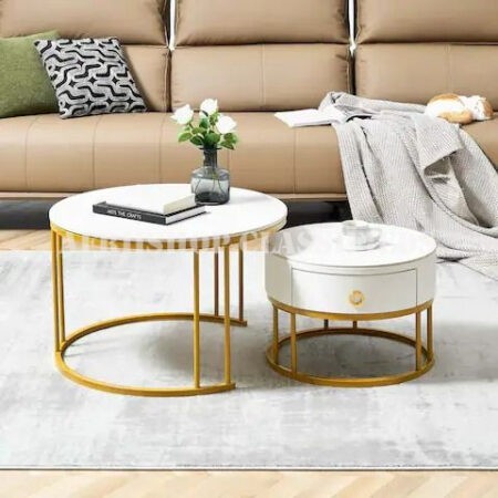 Coffee Table; Space Saving Round Coffee Table Set