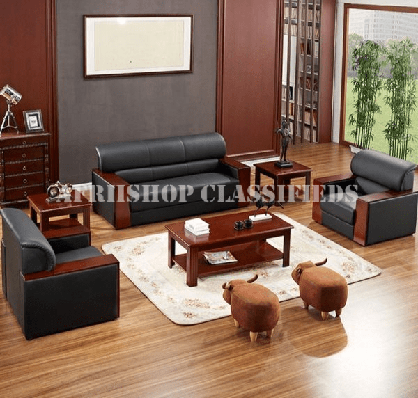Office Sofa; Leather Waiting 5 Person Office Sofa