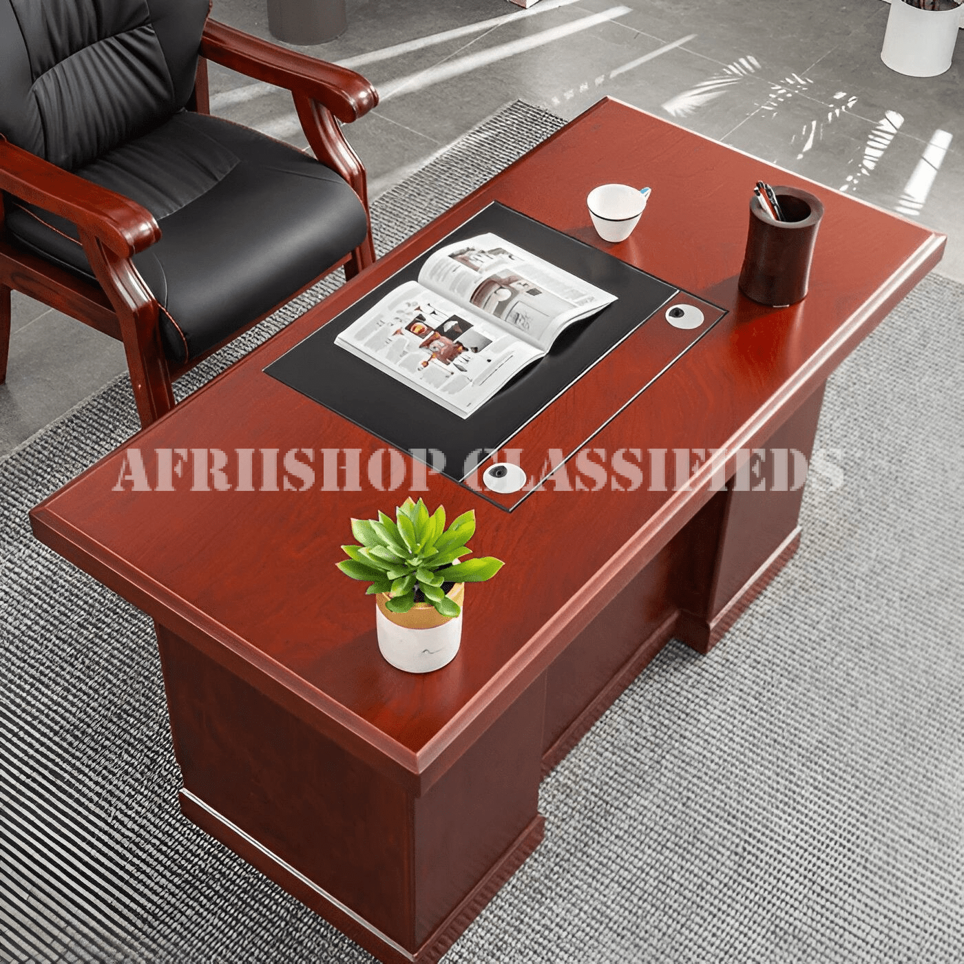 Office Desk; 1.4M Mahogany Office Desk