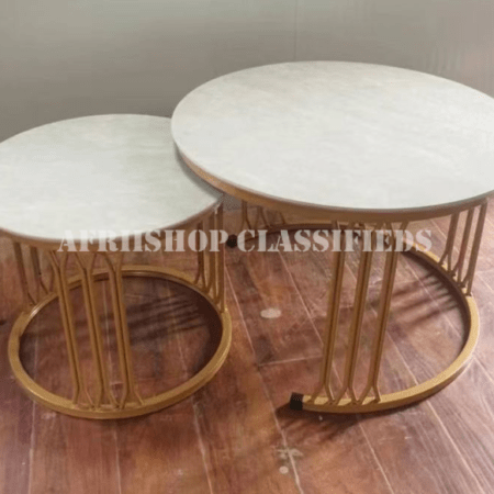 Coffee Table; Gold Round Coffee Table