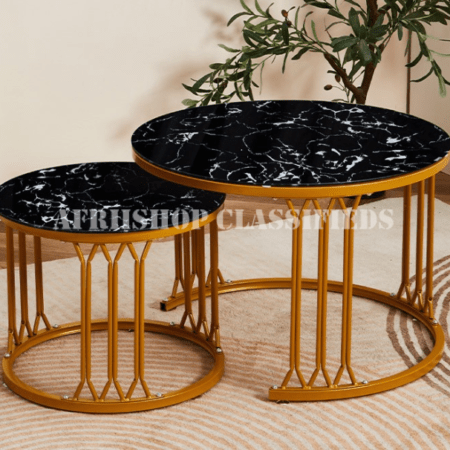 Coffee Table; Gold Round Coffee Table