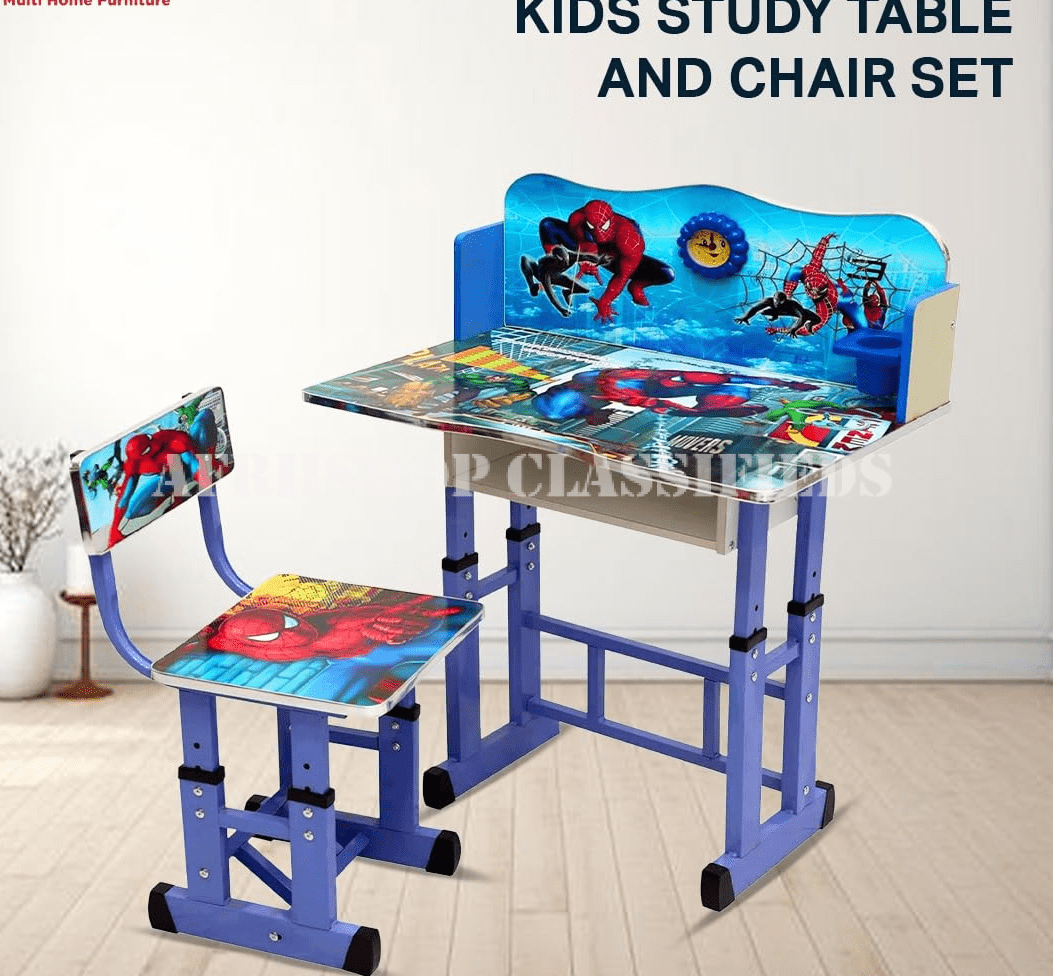 Kid’s Furniture; Adjustable Height Kid’s Desk and Chair
