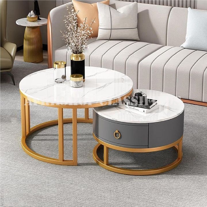 Coffee Table; Space Saving Round Coffee Table Set