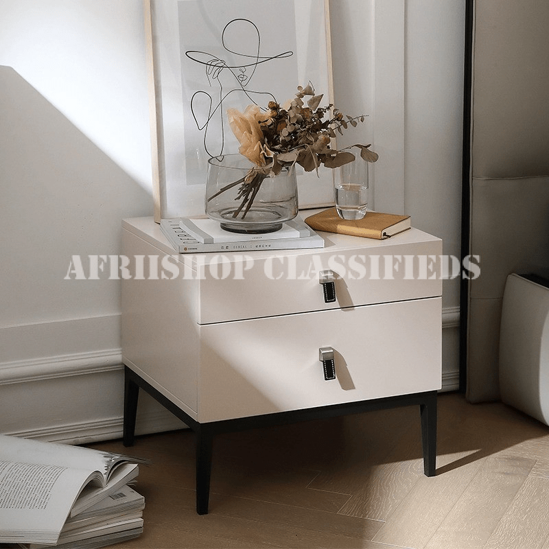 White Double Drawer Wooden Cabinet