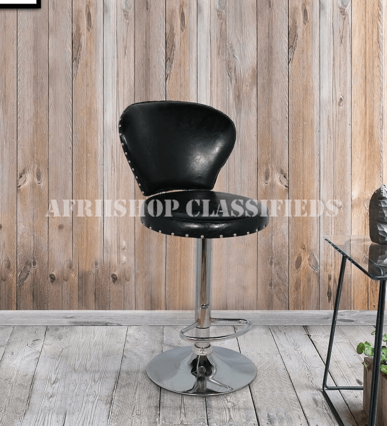 Barstool;Black Leather Swivel Barstool