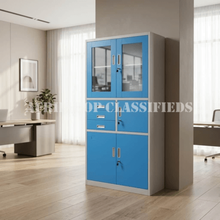 Office Cabinet; 2-Door Blue Office Storage Cabinet With Safe