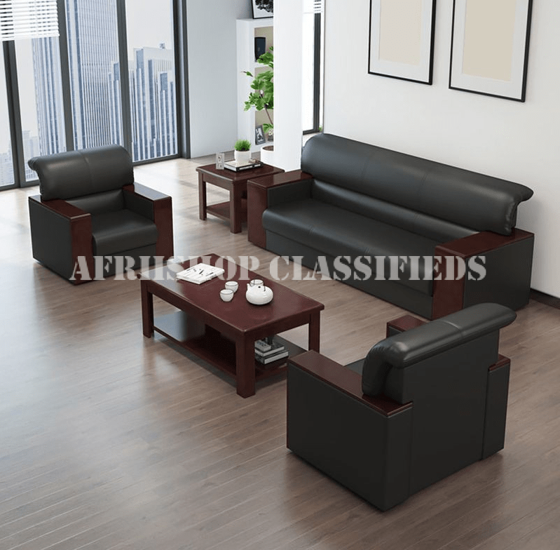 Office Sofa; Leather Waiting 5 Person Office Sofa
