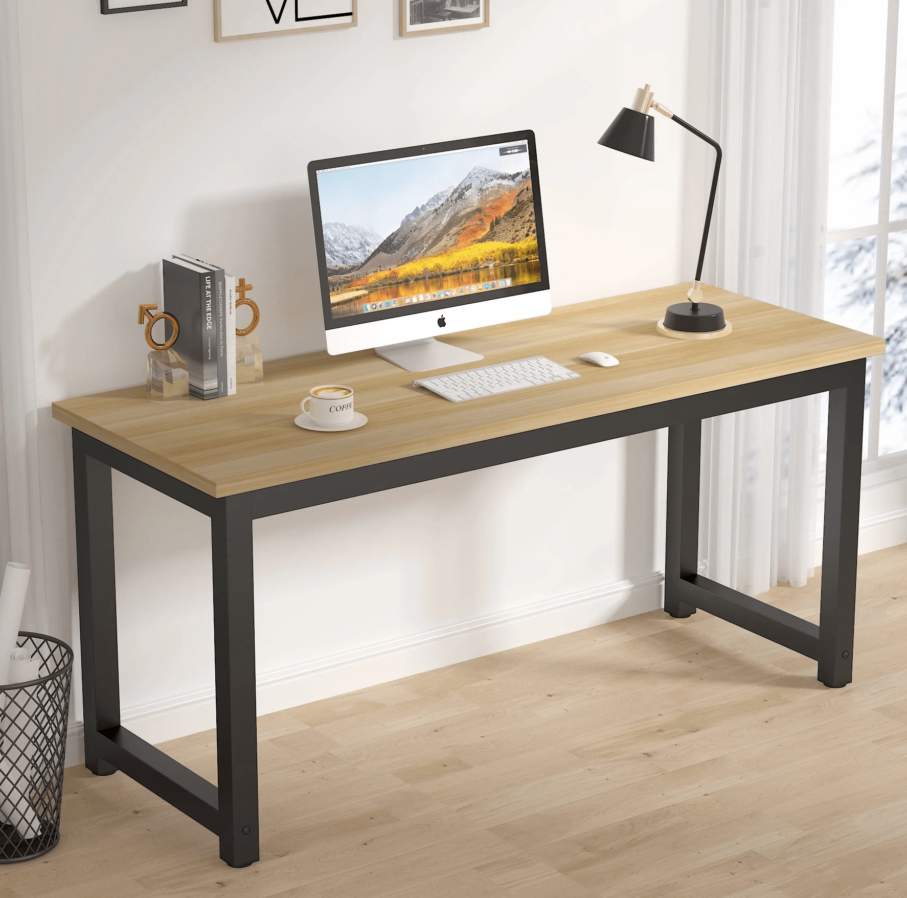 Office Desk; Metal Frame Wooden Computer Desk