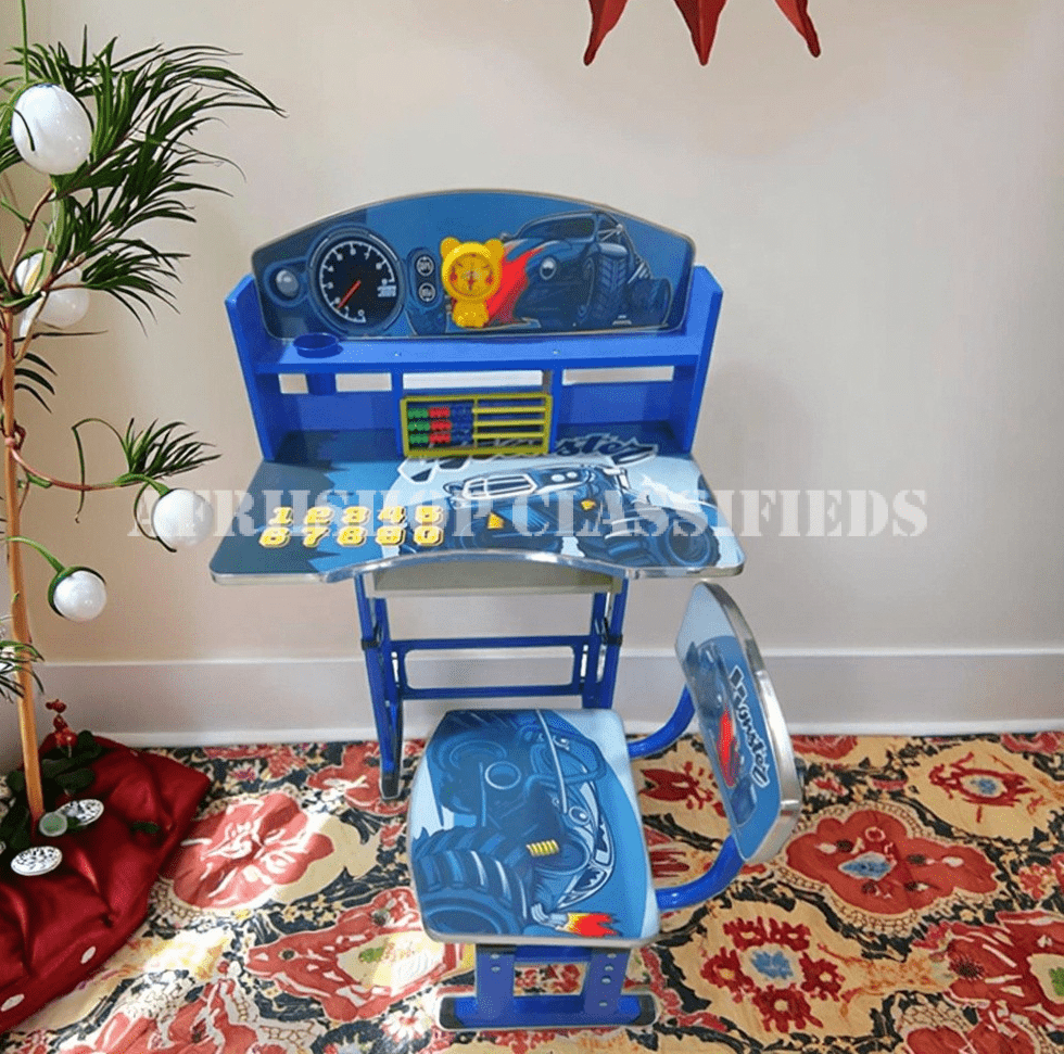 Kid’s Furniture; Adjustable Height Kid’s Desk and Chair