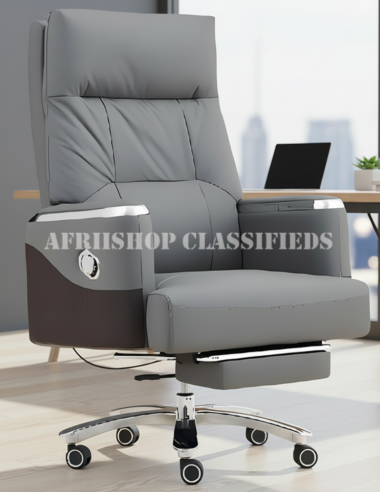 Office Chair : Gray Leather Office Chair With Footrest