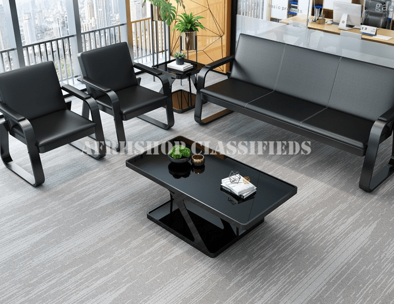 Office Sofa: 5 Seater Black Office Sofa