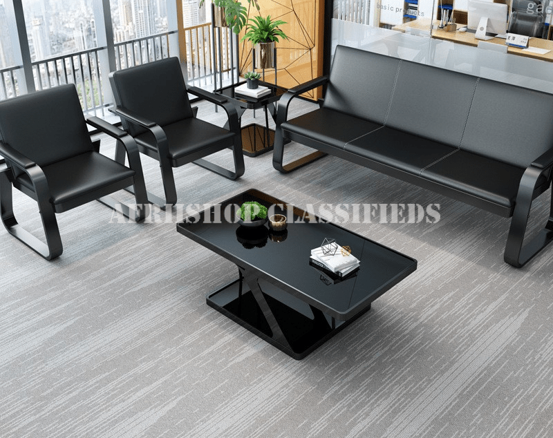 Office Sofa: 5 Seater Black Office Sofa