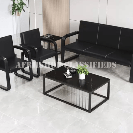 Office Sofa: 5 Seater Black Office Sofa