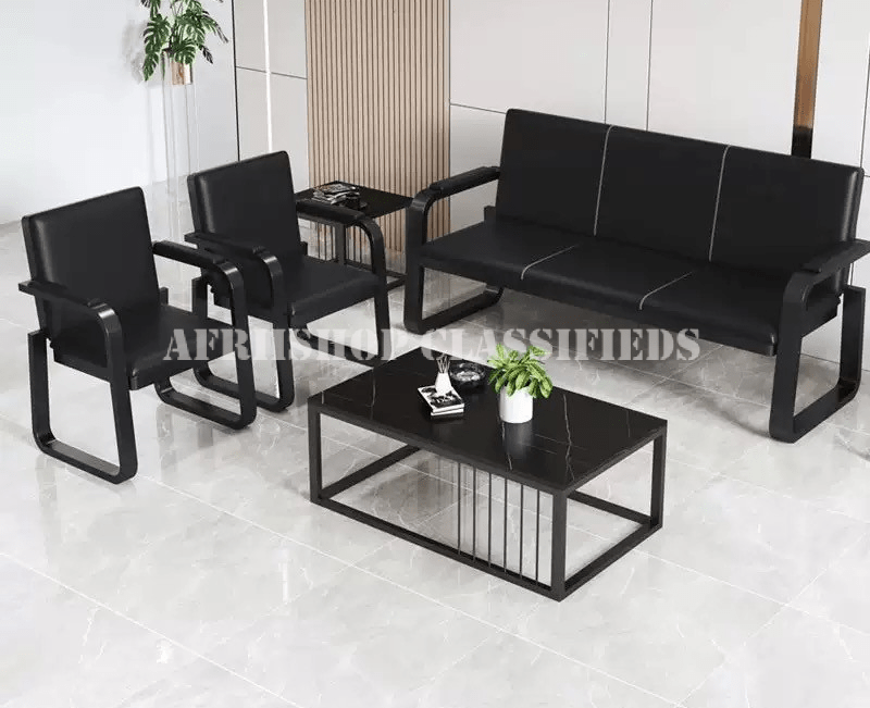 Office Sofa: 5 Seater Black Office Sofa