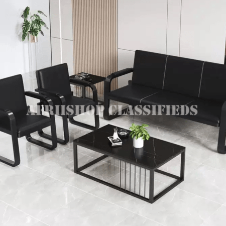 Office Sofa: 5 Seater Black Office Sofa