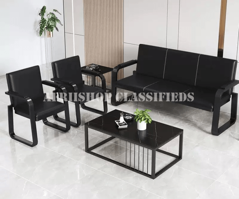 Office Sofa: 5 Seater Black Office Sofa