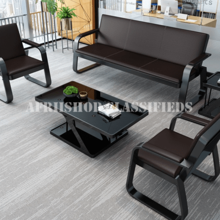 Office Sofa: 5 Seater Black Office Sofa