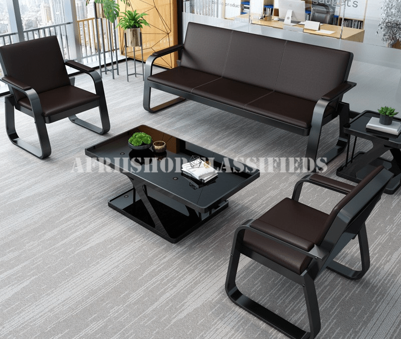 Office Sofa: 5 Seater Black Office Sofa