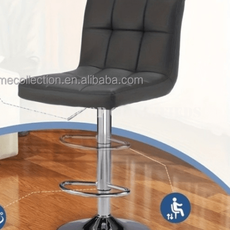 Bar Stool: Black Adjustable Bar Stool