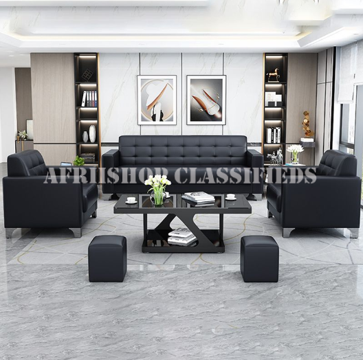 Office Sofas:5-Seater Leather Office Sofa