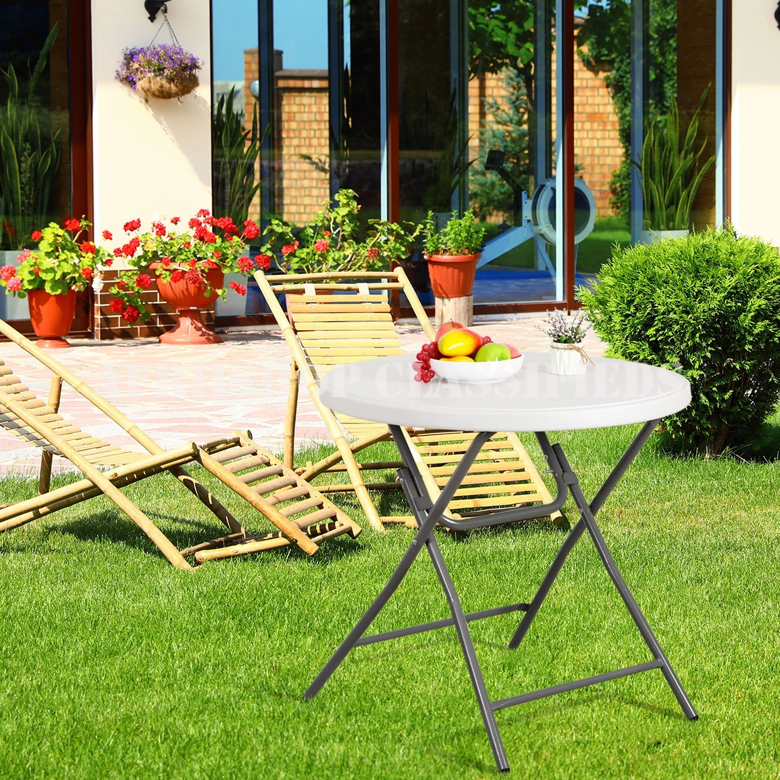 Foldable Table; White Round Folding Plastic Table
