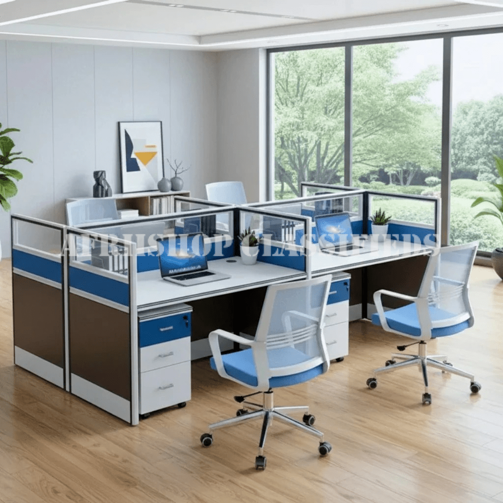 Office Workstation; 4-Way Modular Office Workstation