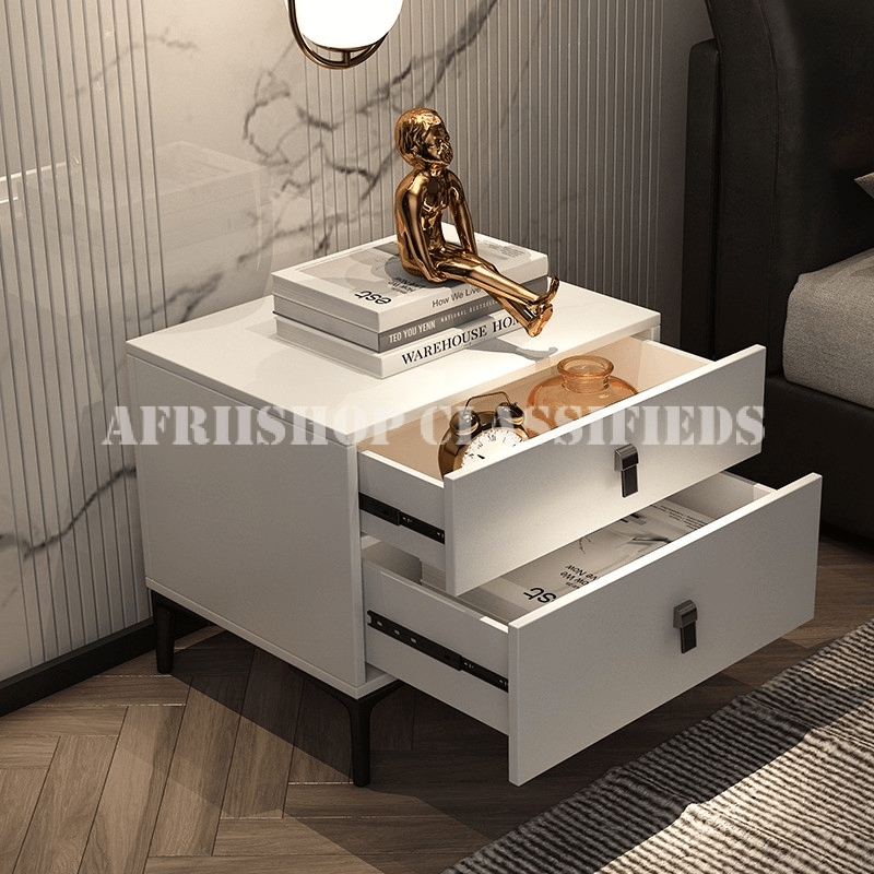 White Double Drawer Wooden Cabinet