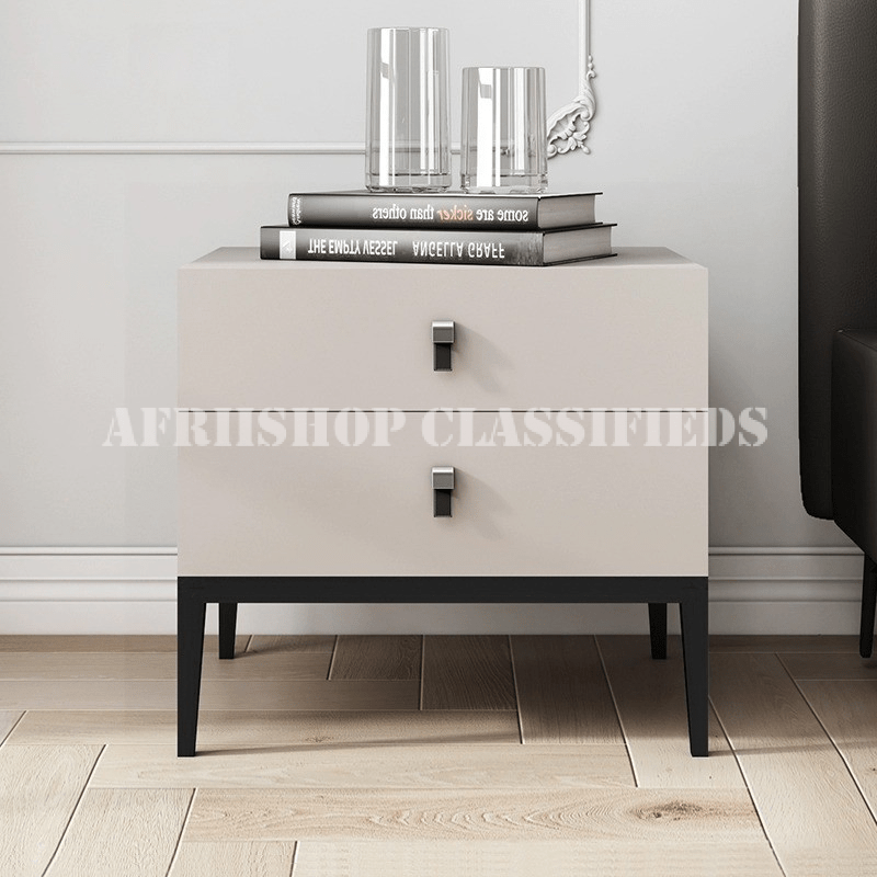 White Double Drawer Wooden Cabinet