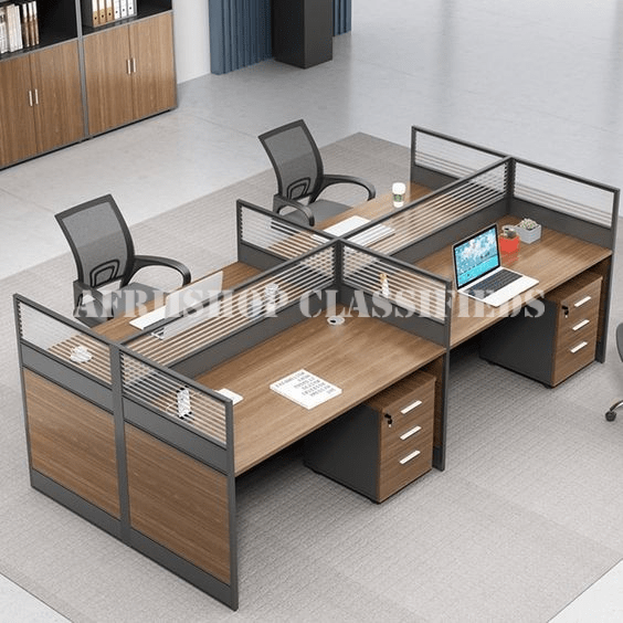 Office Workstation; 4-way office workstation with drawers